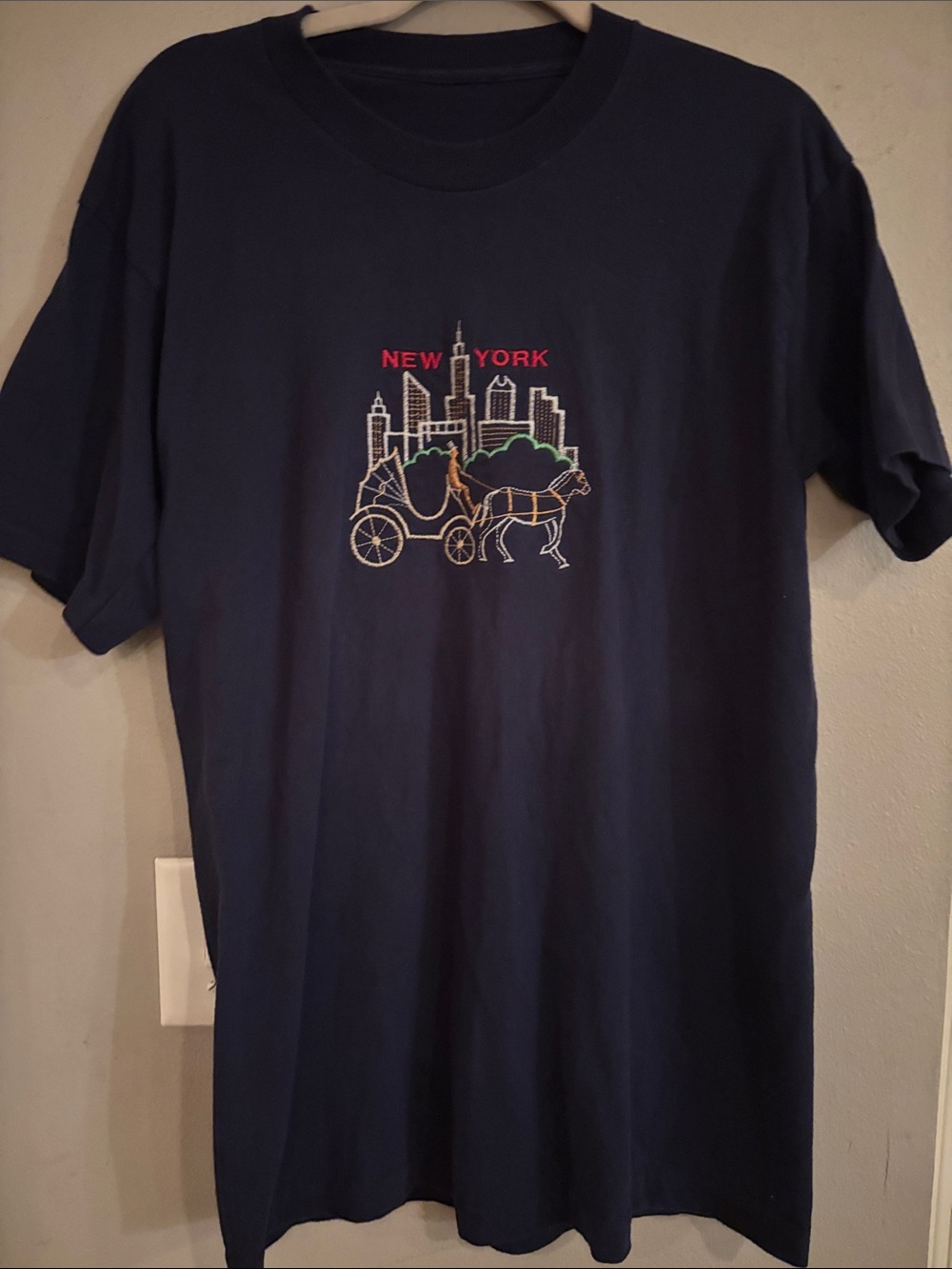 New York Embroidered Navy Short-Sleeve Men's T-Shirt